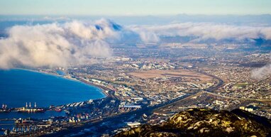 Cape Town sky view with clouds.